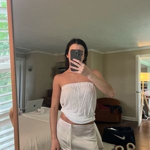 Blue Life White Strapless Top